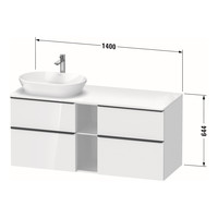 Badmeubel Duravit D-Neo Wand 140x55x64.4 cm Hoogglans Wit Links