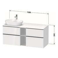 Badmeubel Duravit D-Neo Wand 140x55x64.4 cm Mat Noten Links