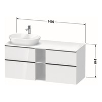 Badmeubel Duravit D-Neo Wand 140x55x64.4 cm Mat Eiken Zwart Rechts