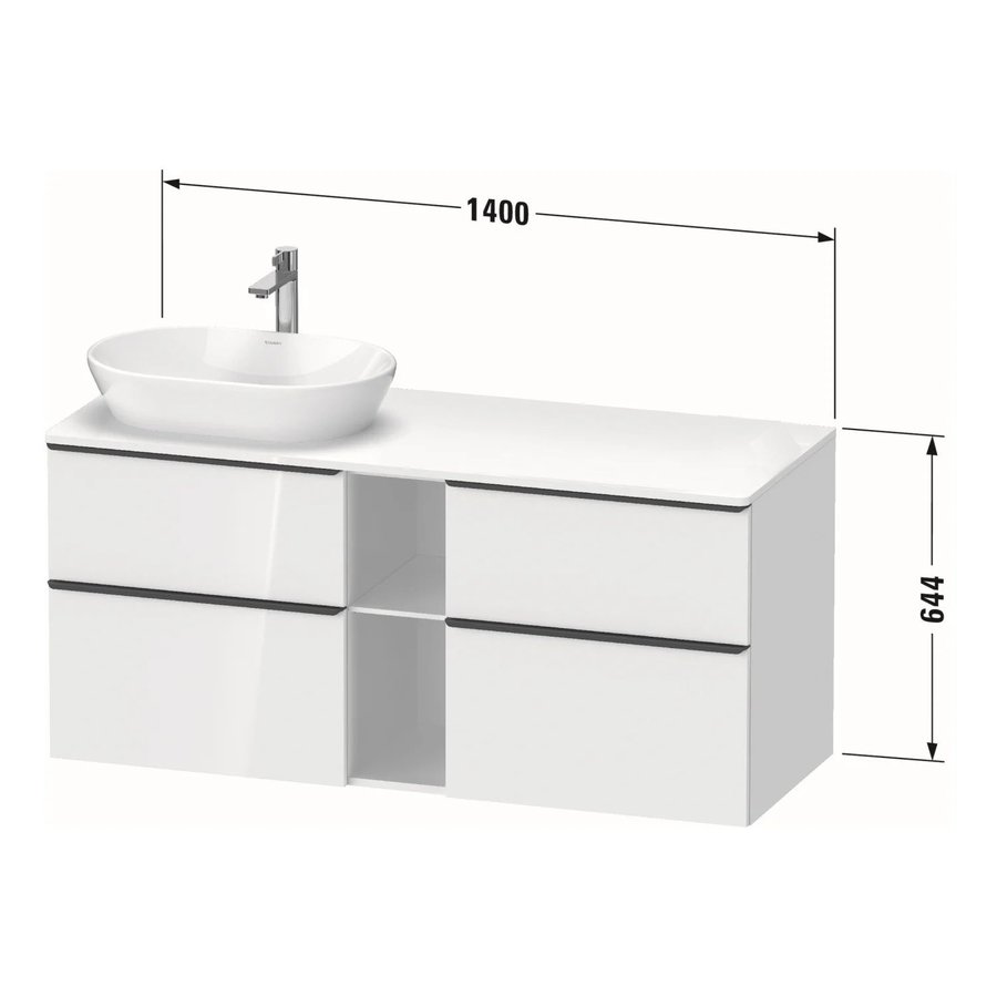 Badmeubel Duravit D-Neo Wand 140x55x64.4 cm Mat Noten Rechts