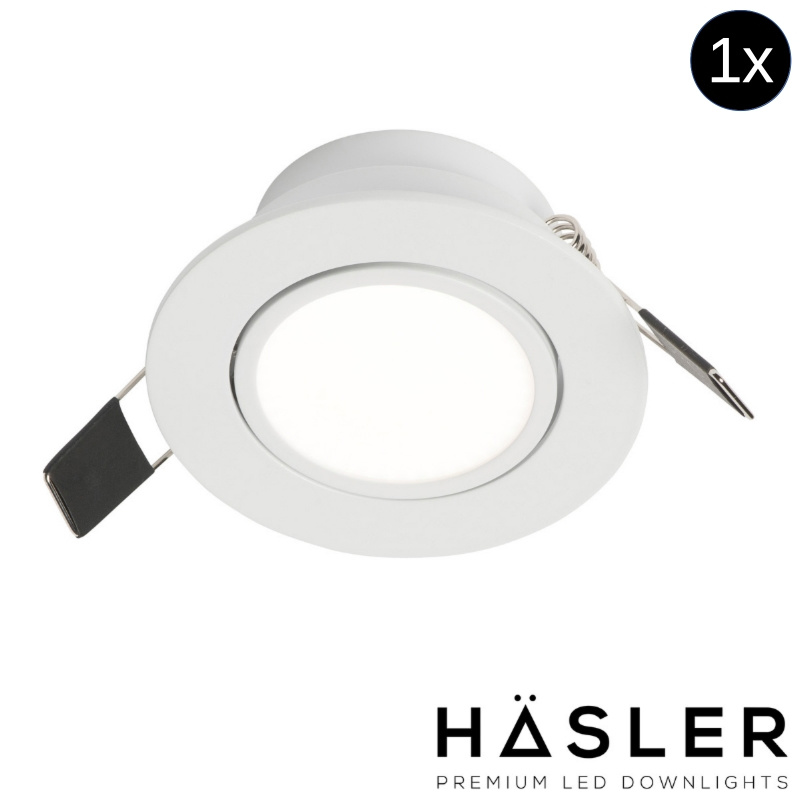 Hasler Inbouwspot Häsler Ancona Incl. Fase Aansnijding Dimbaar 8 cm 4 Watt Helder Wit RVS Set 10x - Set 1 Spot