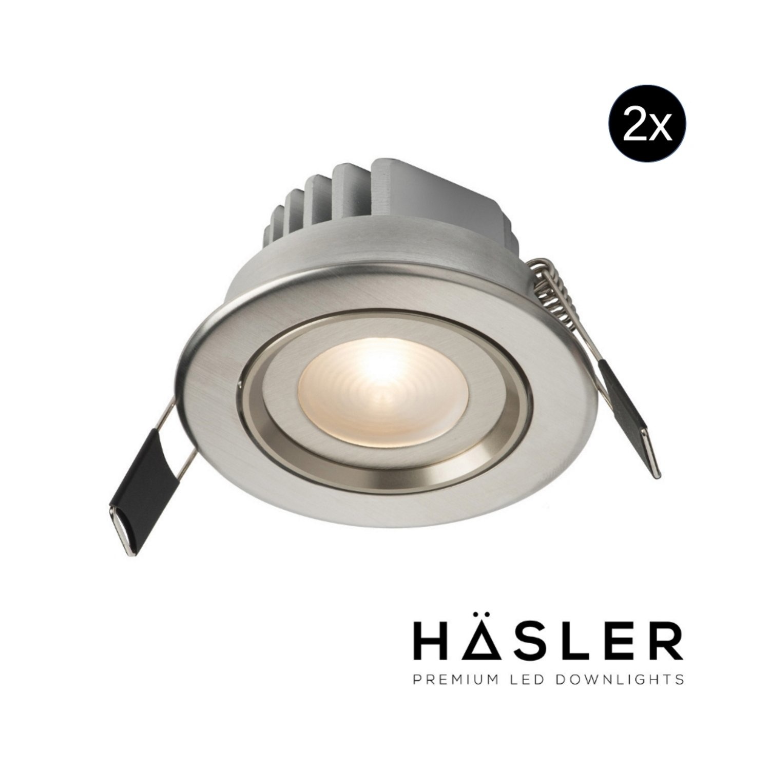 Hasler Inbouwspot Häsler Tarragona Incl. Fase Aansnijding Dimbaar 8 cm 4 Watt Warm Wit RVS Set 2x - Set 1 Spot