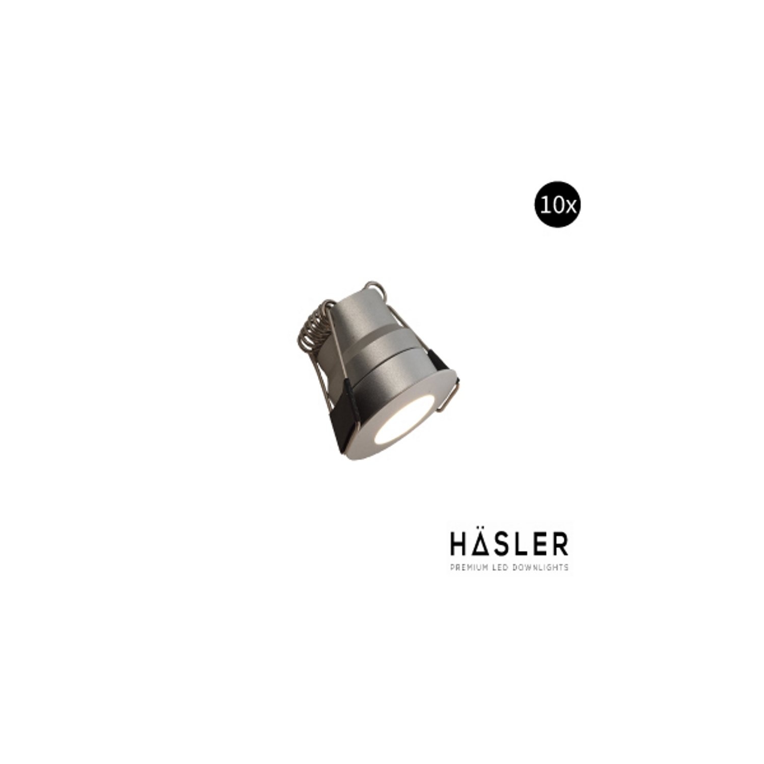 Hasler Inbouwspot Häsler Grado Incl. Fase Aansnijding Dimbaar 3.4 cm 1.8 Watt Warm Wit RVS look Set 10x - Set 2 Spots