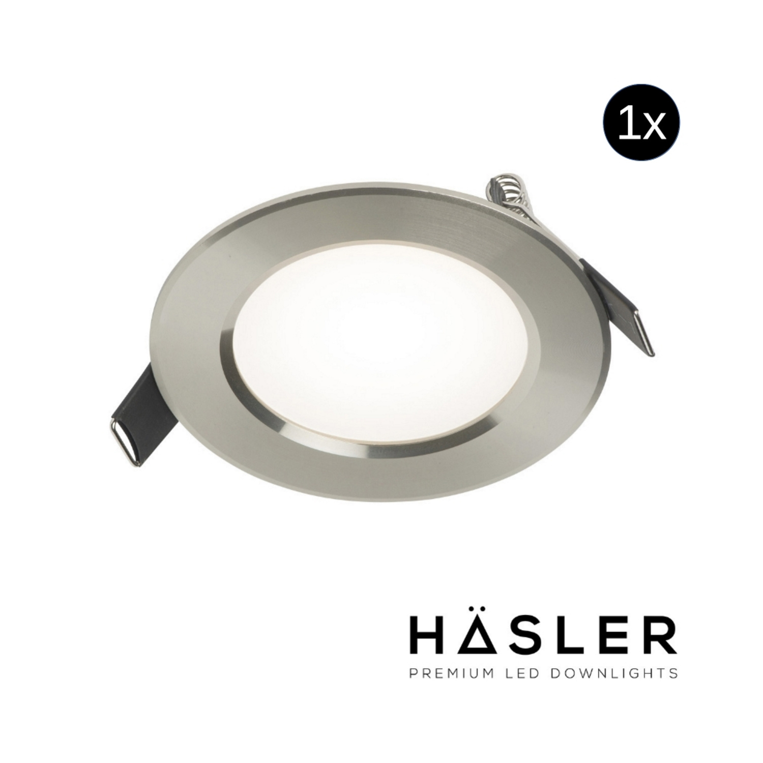 Hasler Inbouwspot Häsler Comarruga Incl. Fase Aansnijding Dimbaar 9.2 cm 4 Watt Helder Wit RVS Set 10x - Set 1 Spot