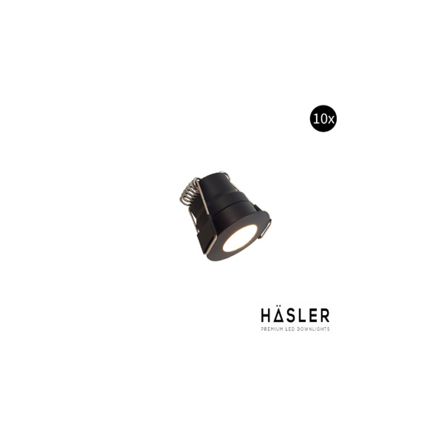 Hasler Inbouwspot Häsler Abruzzo Incl. Fase Aansnijding Dimbaar 3.4 cm 1.8 Watt Warm Wit Mat Zwart Set 10x - Set 2 Spots
