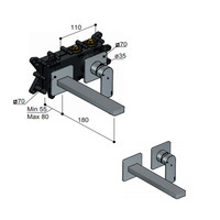 Wastafelkraan Hotbath Gal Inbouw Mengkraan 18 cm Geborsteld Nikkel PVD Excl. Inbouwdeel