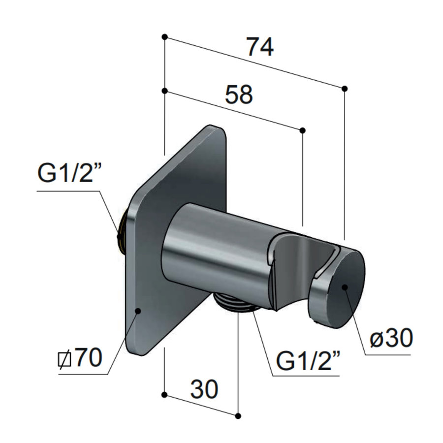 Handouchehouder Hotbath Gal Met Wanduitlaat Geborsteld Gunmetal PVD