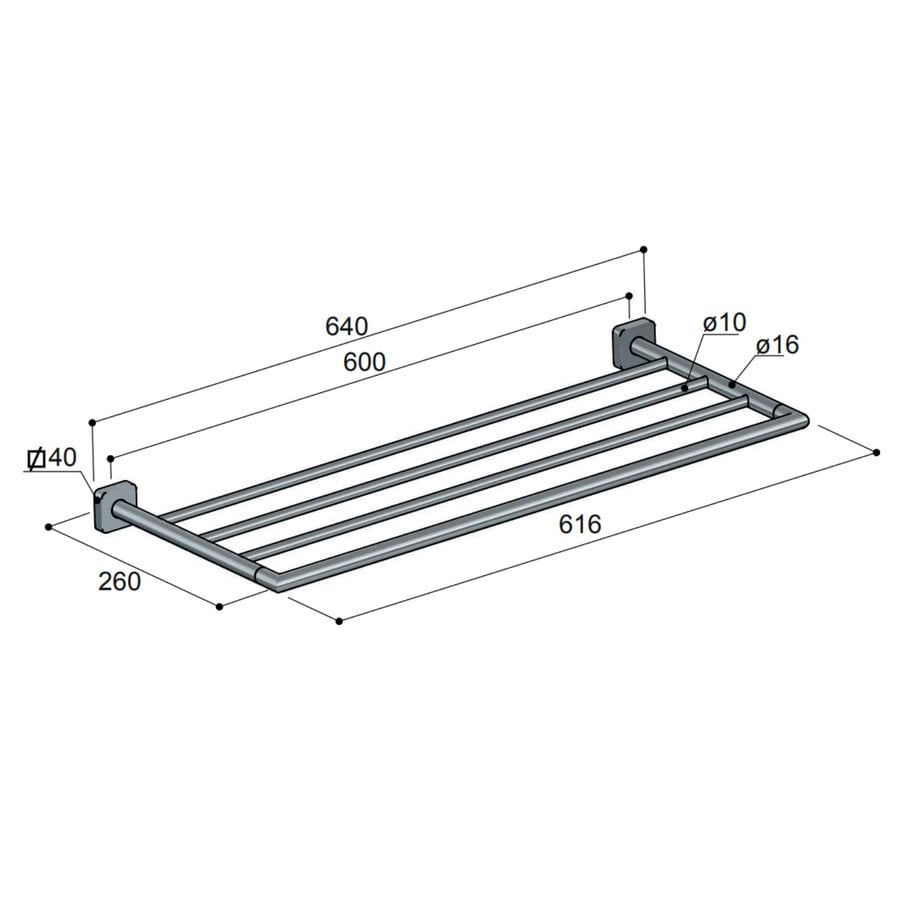 Handdoekrek Hotbath Gal 60 cm Mat Zwart