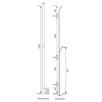 Elektrische Radiator Stick Instamat ARC Handdoekwarmer 170 cm 34W Geborsteld Aluminium Soft Zwart