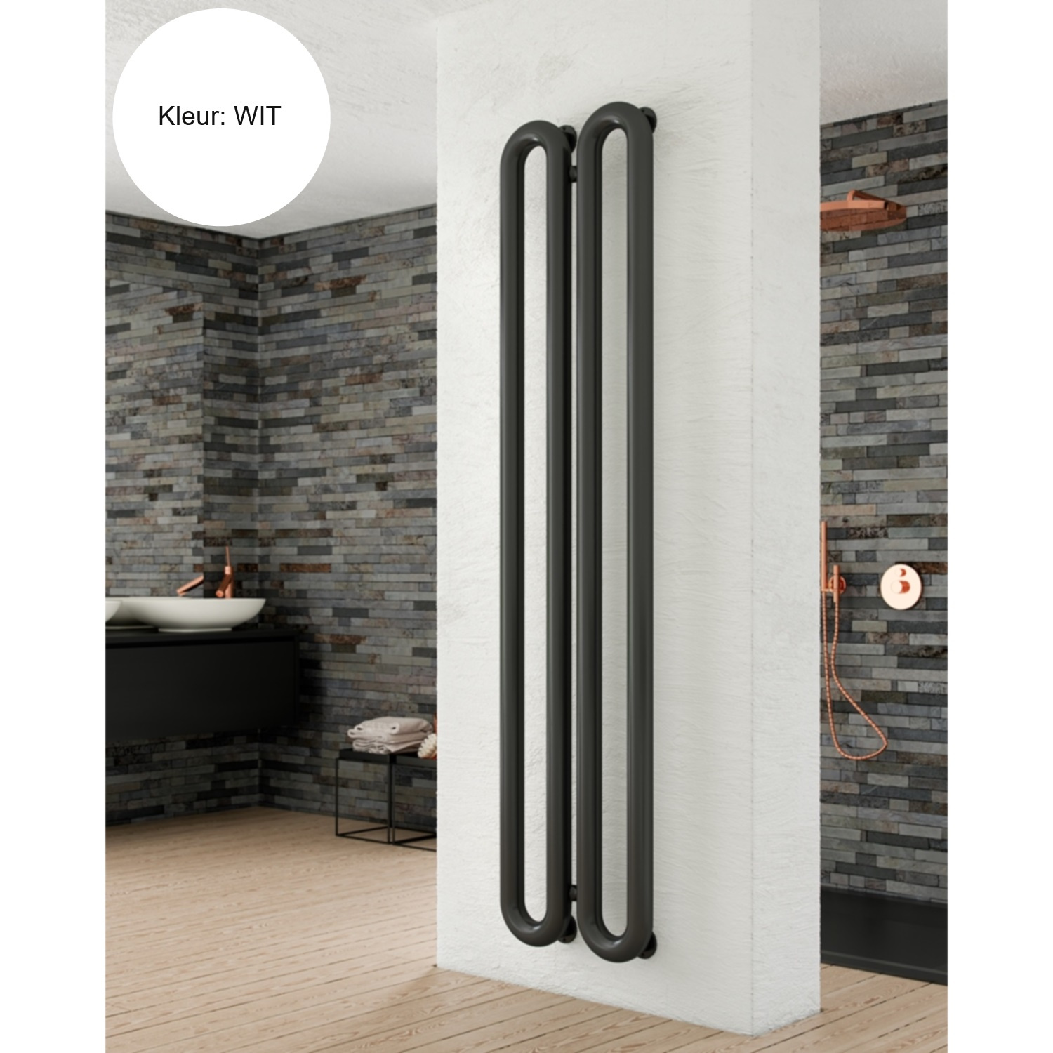 Designradiator Instamat Tubone-V 150x44x14 cm Incl. Aansluitset Wit Instamat