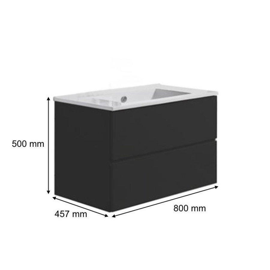 Badmeubelset London Basis 80 cm Antraciet incl. Spiegel