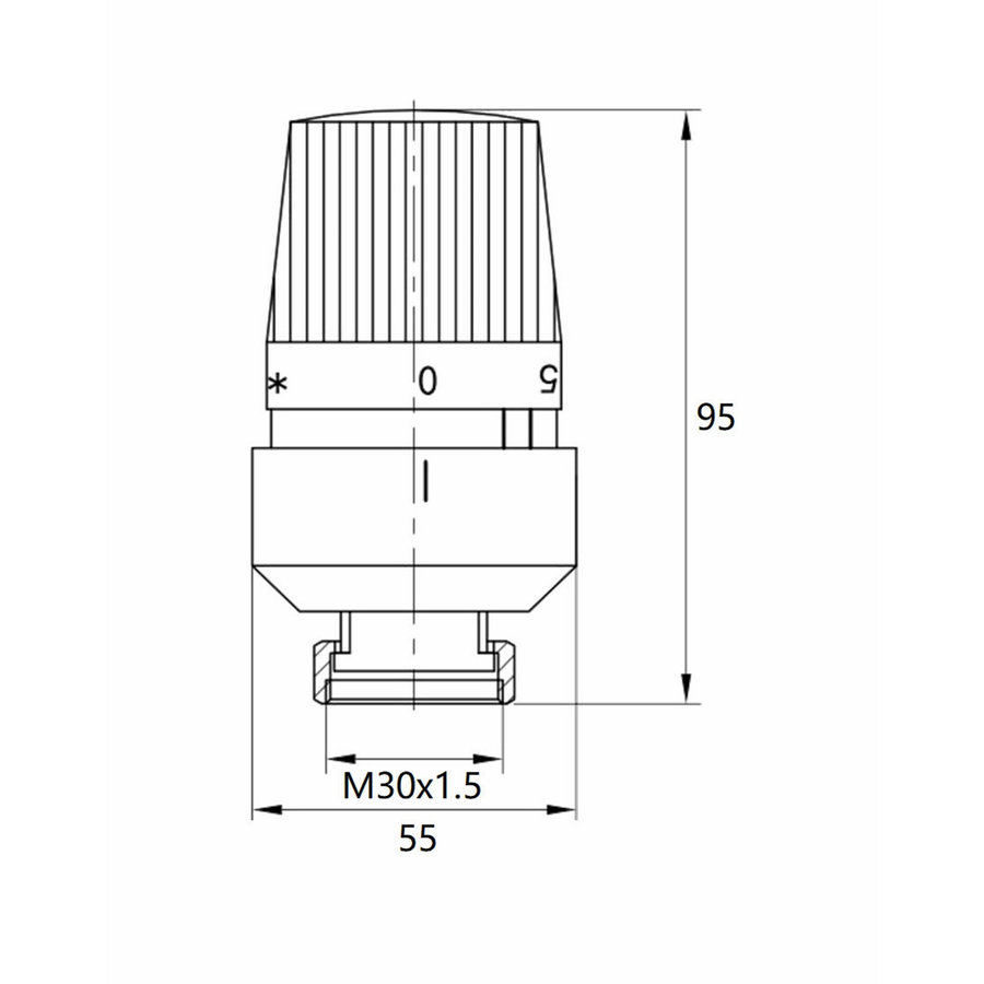 Radiatorventiel Thermostatisch Riko 1/2''x15 mm Axiaal Mat Zwart