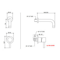Wastafelmengkraan Inbouw Bongio Squadra 16 cm Uitloop met Installatiebrug Mat Zwart