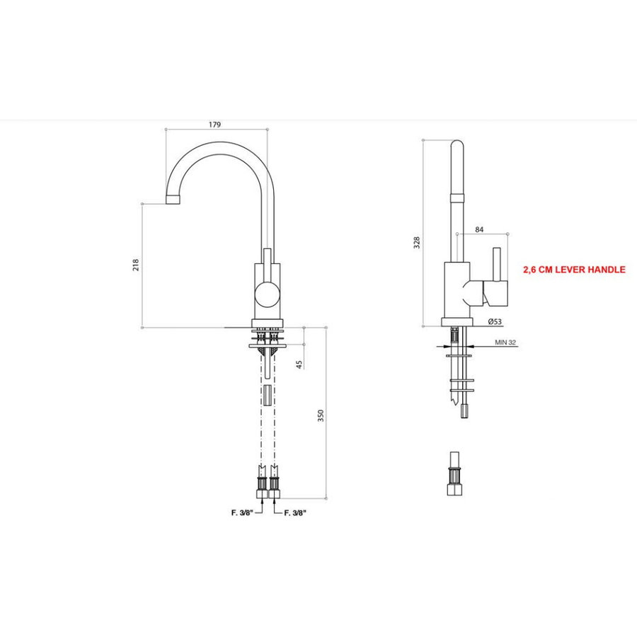 Wastafelmengkraan Bongio Squadra met Hoge Draaibare Uitloop Mat Zwart