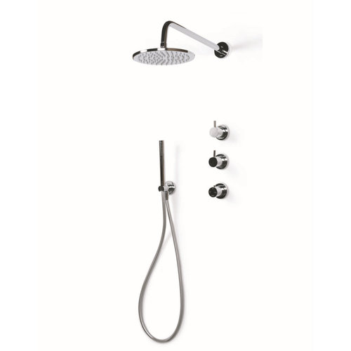 Regendoucheset Inbouw Bongio Squadra met Thermostaatkraan met Losse Stopkranen, Douchearm en Handdoucheset Chroom 