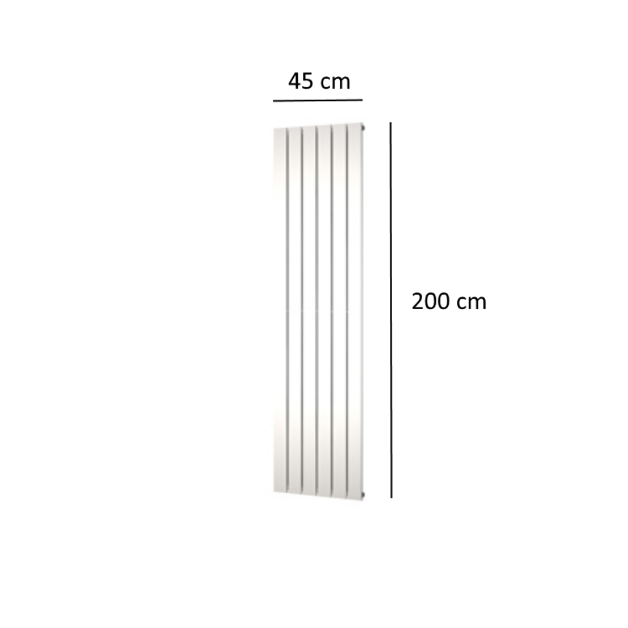 Designradiator Plieger Cavallino Retto Enkel 999 Watt Middenaansluiting 200x45 cm Zilver Metallic