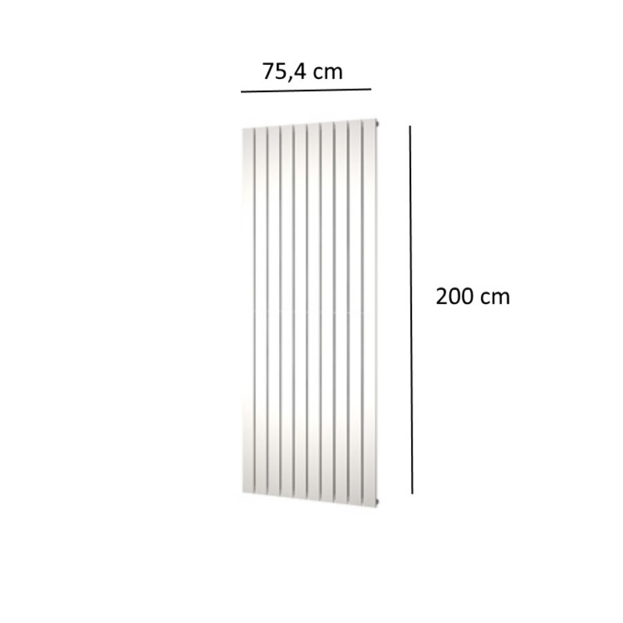 Designradiator Plieger Cavallino Retto Enkel 1666 Watt Middenaansluiting 200x75,4 cm Zwart