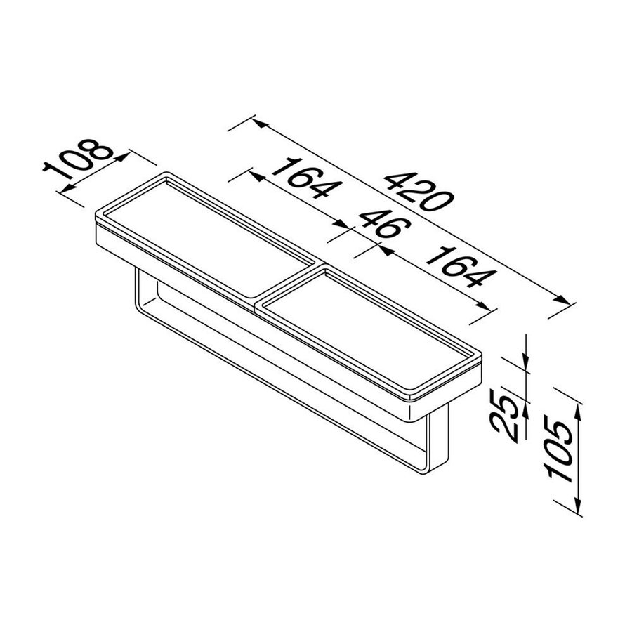 Planchet met Handdoekrek Geesa Frame 42 cm Zwart Chroom