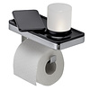 Planchet met Toiletrolhouder en Houder LED Licht Geesa Frame Zwart Chroom