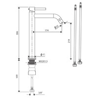 Wastafelmengkraan Differnz Hoog Gebogen 30.6 cm Koper