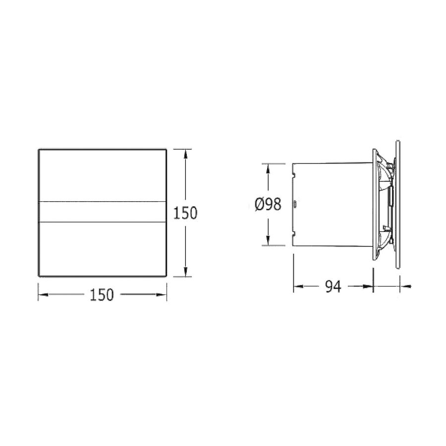 Badkamer Ventilator Cata E-100 GBTH Timer En Vochtsensor 100 mm 4W/8W Wit