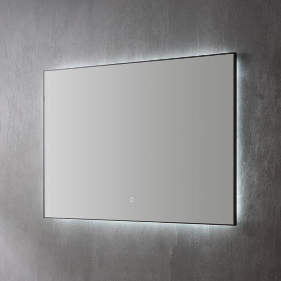 Spiegel Sanilux Decor Met Indirecte LED Verlichting 80x70 cm Mat Zwart Incl. Spiegelverwarming