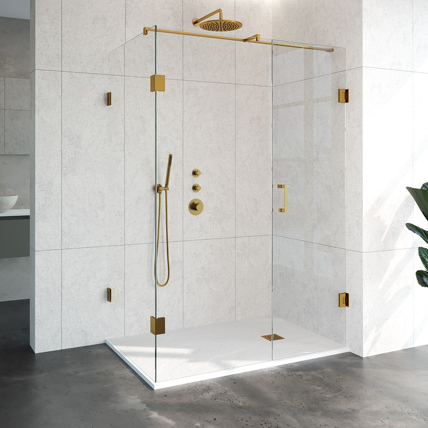 Douchecabine Compleet Just Creating Profielloos 3-Delig 90x140 cm Goud Sanitop