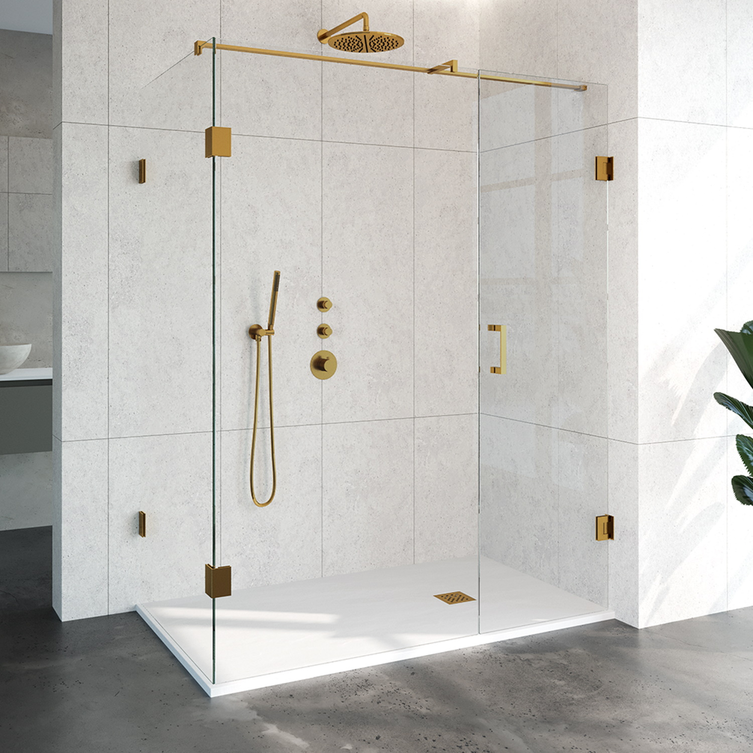 Douchecabine Compleet Just Creating Profielloos 3-Delig 90x160 cm Goud Sanitop