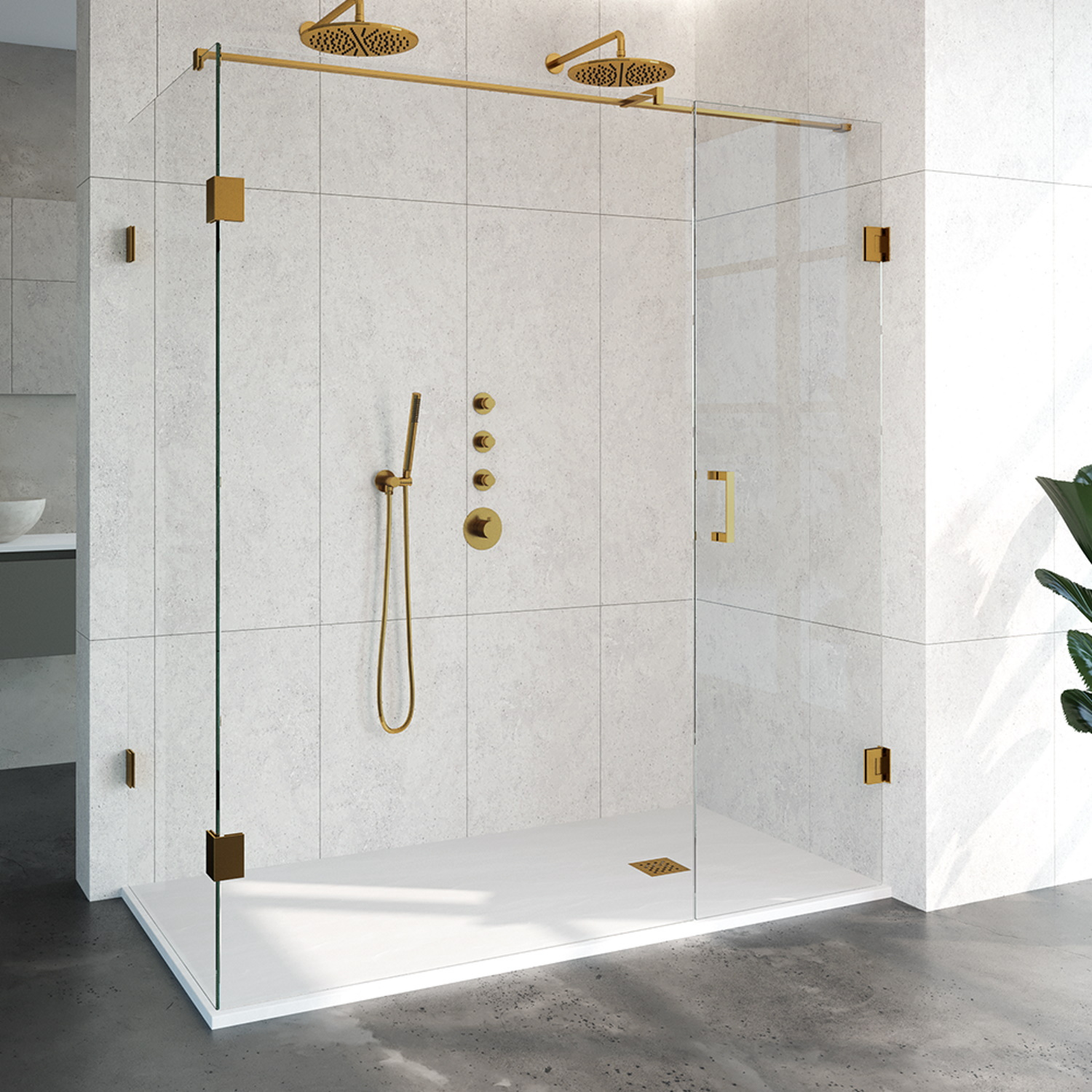 Douchecabine Compleet Just Creating Profielloos 3-Delig 90x180 cm Goud Sanitop