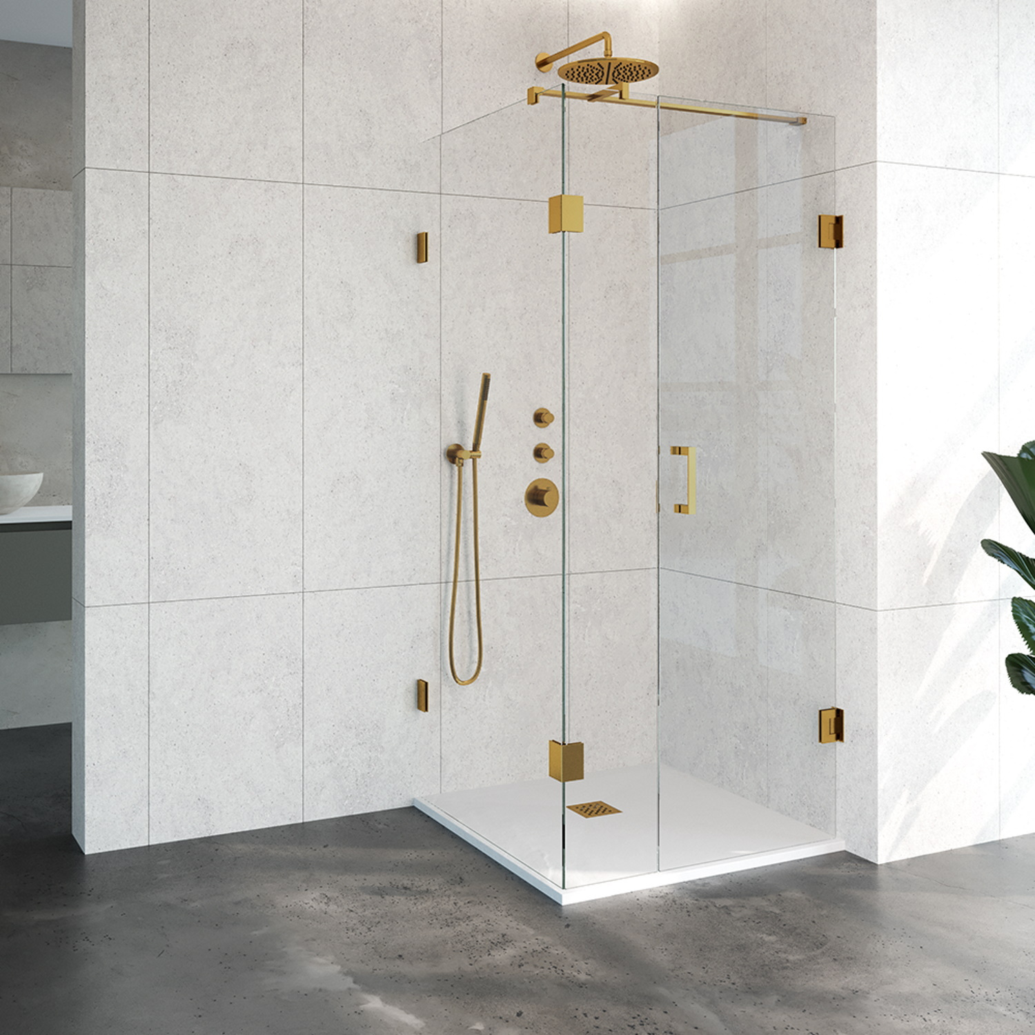 Douchecabine Compleet Just Creating Profielloos 3-Delig 90x90 cm Goud Sanitop