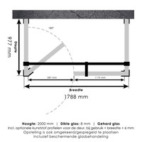 Douchecabine Compleet Just Creating Profielloos XL 100x180 cm Goud