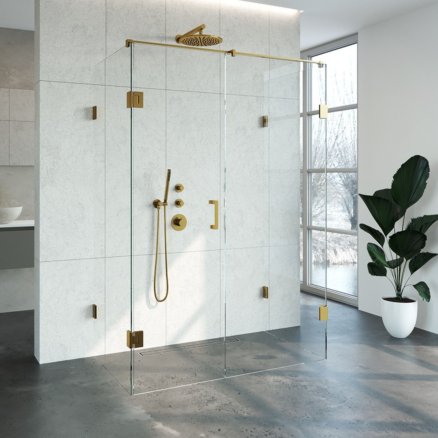 Douchecabine Compleet Just Creating Profielloos XL 80x140 cm Goud Sanitop