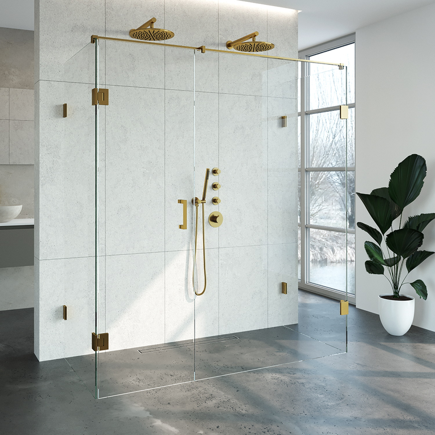 Douchecabine Compleet Just Creating Profielloos XL 80x180 cm Goud Sanitop