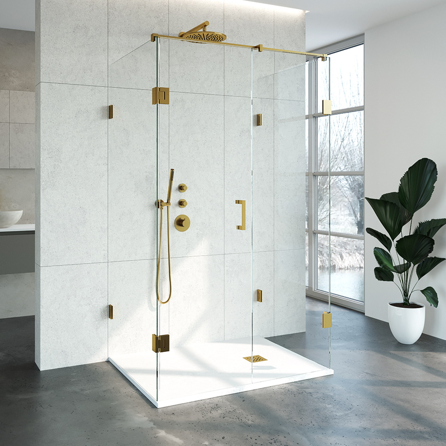 Douchecabine Compleet Just Creating Profielloos XL 90x120 cm Goud Sanitop