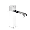 Tres Wastafelmengkraan Tres Cuadro Exclusive Draaiknop Uitloop Gebogen 17 cm met Open Waterval Vierkant Chroom Wit