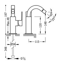 Bidetmengkraan Tres Cuadro Exclusive met Hendel Gebogen Uitloop 11,5 cm Mat Zwart