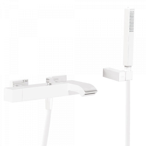 Badmengkraan Tres Cuadro Exclusive Opbouw Vierkant Korte Gebogen Uitloop Mat Wit 