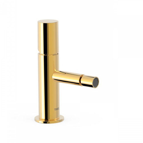 Bidetmengkraan Tres Study Exclusive 1-Knop Uitloop Recht 8 cm Rond Goud 