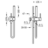 Inbouw Bidetmengkraan Tres Study Exclusive met Doucheslang en Hendel RVS