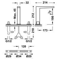 Wastafelmengkraan Tres Slim Exclusive 3-Gats met 2 Knoppen Mat Zwart