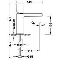 Wastafelmengkraan Tres Project 1-Knop Uitloop Recht 10.6 cm Rond Mat Wit