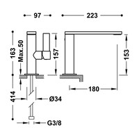 Wastafelmengkraan Tres Project 1-Hendel Uitloop Recht 15,3 cm Rond RVS