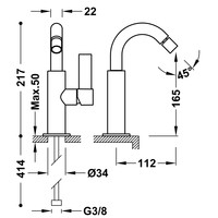 Bidetmengkraan Tres Project Hendel Uitloop Gebogen 16,5 cm Rond RVS