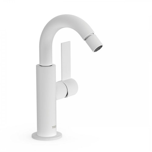 Bidetmengkraan Tres Project Hendel Uitloop Gebogen 16,5 cm Rond Mat Wit 