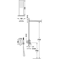 Regendoucheset Inbouw Tres Project Vierkant 30 cm Met Wanddouche en Handdoucheset met Staafhanddouche Rapid Box RVS