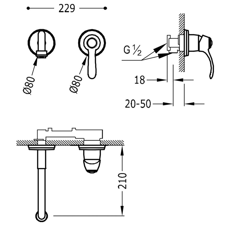 Wastafelmengkraan Tres Clasic Gebogen 1 Hendel RVS