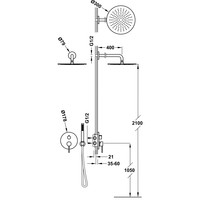 Regendoucheset Inbouw Tres Study Exclusive Rond 30 cm Met Wandarm en Handdoucheset met Staafhanddouche Rapid Box Chroom