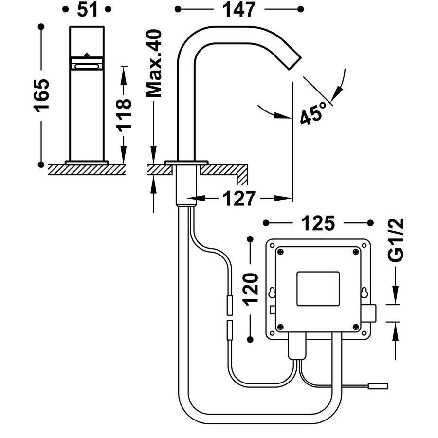 Elektronische Fonteinkraan Tres Tempo Standard Vierkant Chroom