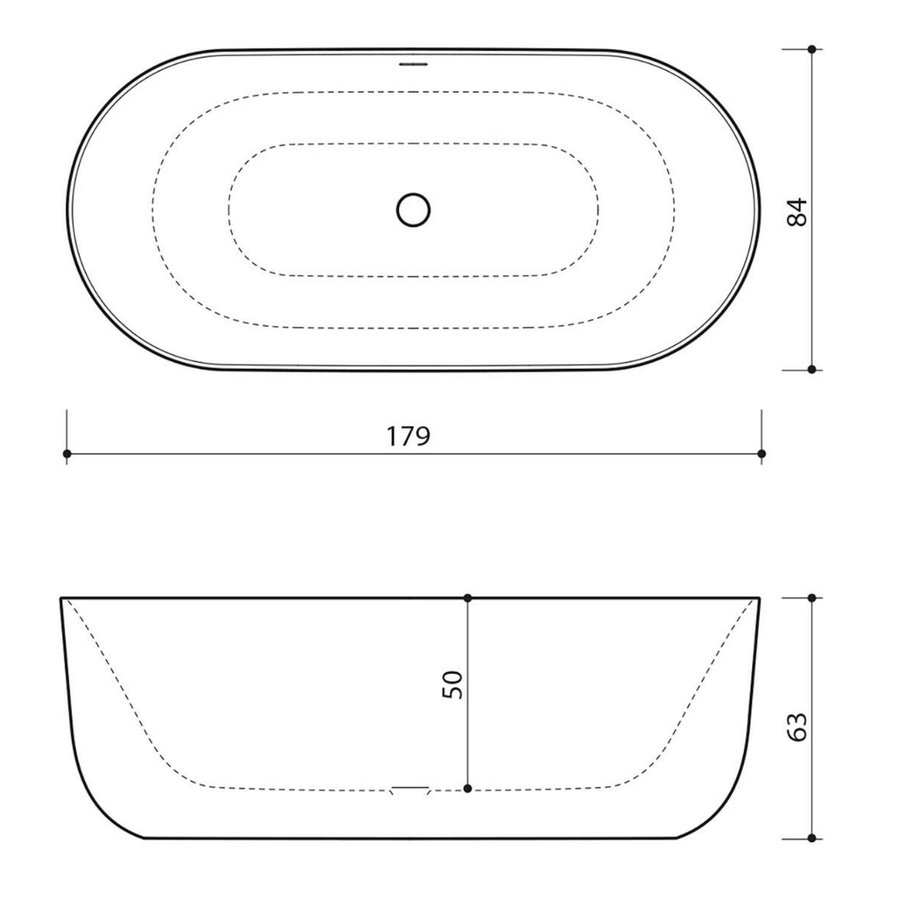 Vrijstaand Bad Xenz Mauro 180x84x64 cm Solid Surface Zwart