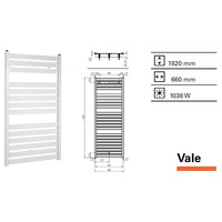 Designradiator Vale 1820 x 660 mm Mat Zwart